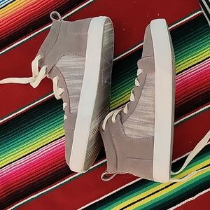 TOMS Camila High Top Grey Suede Textures Sneakers